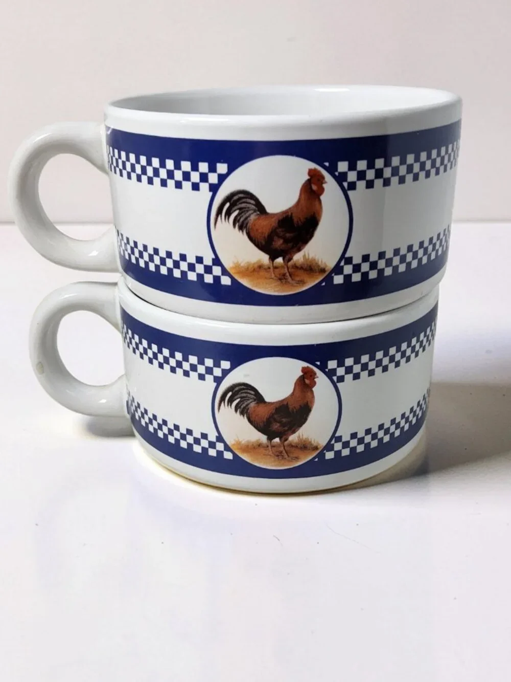 Vintaged Houston Harvest Set of 2 Ceramic Rooster or Chicken Soup Bowls
